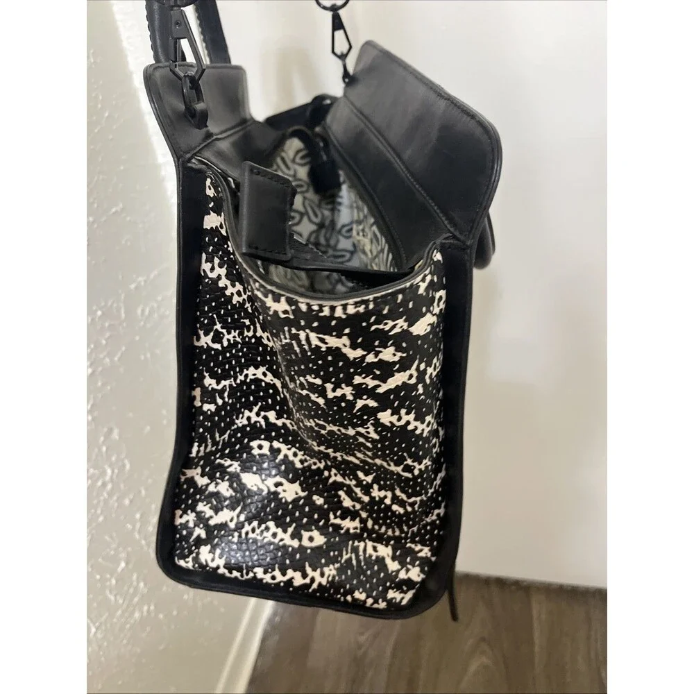 REBECCA MINKOFF Women's Leather Tote Crossbody Snakeskin Print Black MediumLarge - Picture 10 of 15
